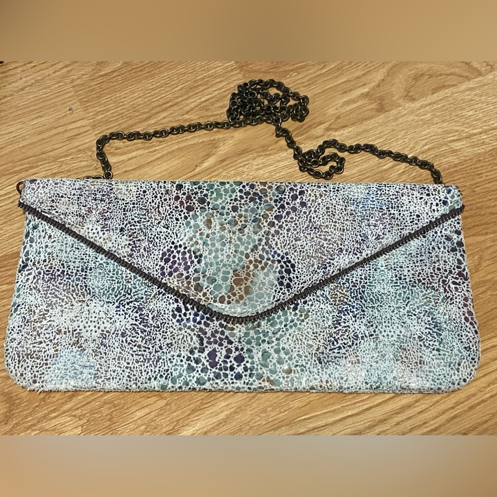 Coastal Road Leather Clutch with Chain Shoulder Strap